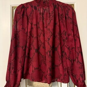 Banana Republic Red and Black Snake Print Blouse